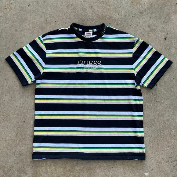 Y2K Guess Originals Striped T-Shirt Small - Picture 1 of 6